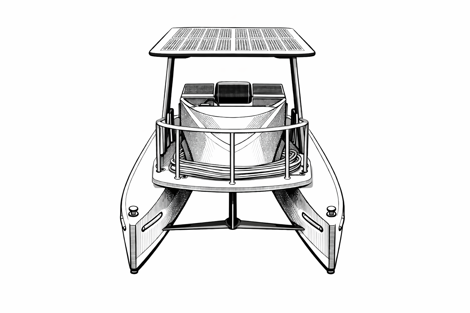 C-40E front elevation — azimuth pod drive and battery bay
