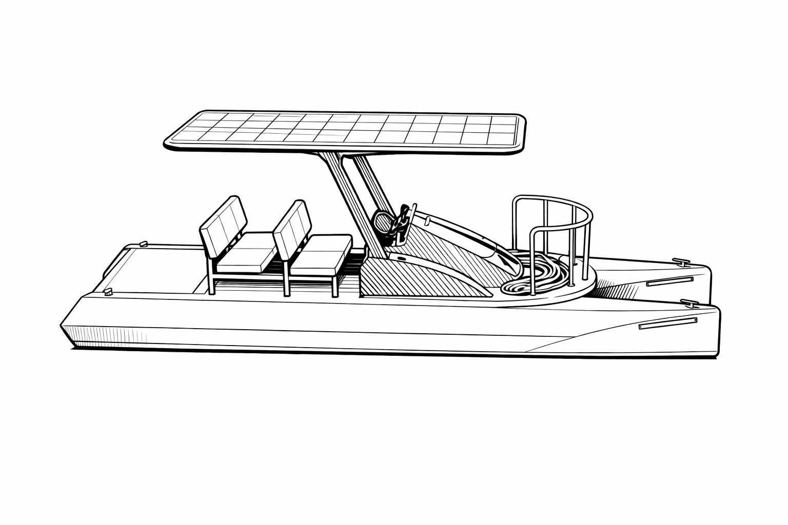 C-40E isometric line drawing — full boat layout
